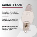 SABRE Portable Door Lock, Durable Metal Construction, Lightweight and Compact, Quick No-Tool Installation, Fits Most Inward-Swinging Hinged Doors, Requires 1/8 Inch Gap, For Houses, Apartments, Condos