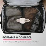 SABRE Portable Door Lock, Durable Metal Construction, Lightweight and Compact, Quick No-Tool Installation, Fits Most Inward-Swinging Hinged Doors, Requires 1/8 Inch Gap, For Houses, Apartments, Condos