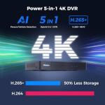 Hiseeu 4K Wired Security Camera System with Audio,Smart Color Night Vision,3TB Hard Drive,AI Human/Vehicle Detection,8PCS 8MP IP67 Weatherproof Home CCTV Cameras,Indoor/Outdoor Surveillance DVR Kit