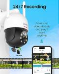 DEKCO 2K WiFi Surveillance Security Camera Outdoor/Home/Dome, Pan-Tilt 360° View, 3MP, Motion Detection and Siren, 2-Way Audio,Full Color Night Vision, Waterproof
