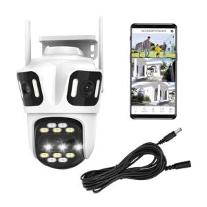 STONVUE 9MP Three Lens Wireless Outdoor Security Camera, 360° Pan/Tilt, 2.4GHz WiFi, AI Auto Tracking, No Blind Spot,24/7 Recording, Night Vision,Spotlight,2-Way Audio, IP66, for Home Surveillance