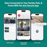 Arlo Essential Security Camera Wireless Outdoor 2K (3rd Gen, 2025 Release) - Battery Power, Person Recognition, Package Detection, Animated Preview, 1-Month Trial of Secure Plan, 3 Cam, White