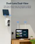 VORGUT Solar Camera Outdoor Wireless, 2pcs 4MP+ 4MP Dual Lens Solar Cameras for Home Security System with 12'' Monitor 16CH NVR, 360° PTZ, 2.4G/5G WiFi, Human Detection, Color Night Vision, 500G HDD