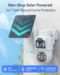 VORGUT Solar Camera Outdoor Wireless, 2pcs 4MP+ 4MP Dual Lens Solar Cameras for Home Security System with 12'' Monitor 16CH NVR, 360° PTZ, 2.4G/5G WiFi, Human Detection, Color Night Vision, 500G HDD