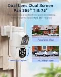 VORGUT Solar Camera Outdoor Wireless, 2pcs 4MP+ 4MP Dual Lens Solar Cameras for Home Security System with 12'' Monitor 16CH NVR, 360° PTZ, 2.4G/5G WiFi, Human Detection, Color Night Vision, 500G HDD