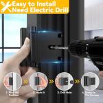 Rerishom Door Lock Withstand 800 lbs for Inward Swinging Door, Door Reinforcement Lock with 8 Screws to Prevent Unauthorized Entry, Pin Tumbler for Extra Home Security and Privacy, 2 Pack, Black