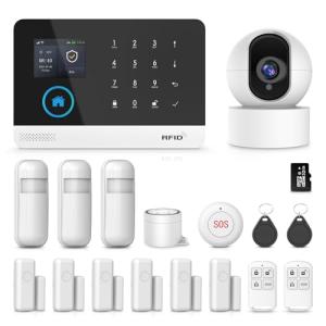 PGST Home Security Systems with HD Camera and 32GB Memory Card,Wireless 4G GSM Home Alarm System,120dB Siren,Motion Sensors,Tuya App Remote Control for Villa,Apartment,Kids Safety (17 PCS)