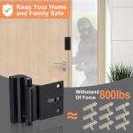 Husfunov 2 Pack Home Security Door Lock,Childproof Door Reinforcement Lock,with 3" Stop Withstand 800 lbs,for Inward Swing Doors,Night Kids Safety Metal Flip Lock Deadbolt Latch (Black)