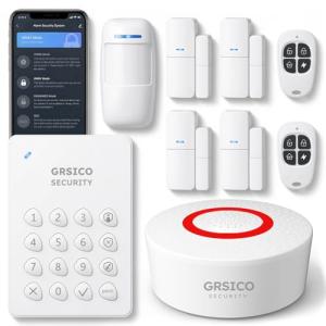GRSICO 9-Piece Home Security System, WiFi Wireless Alarm System, 120dB Siren Alert, DIY Smart Security System for House and Apartment, Smart Life App Control, No Monthly Fee, 2.4GHz WiFi