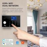 WiFi and 3/4G GSM Home Burglar Security Alarm System Auto Dial with Smart Life and Tuya App Alert, Works with Google Assistant and Alexa