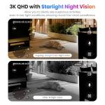 Hugolog 3K 5MP Outdoor Indoor Security Cameras for Home Security, Home Camera with Starlight Color Night Vision,Built-in Spotlight,Motion Detection,2-Way Talk,US Cloud & Local Storage,Works with Alexa