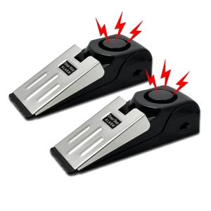 HNHMT 2 Pack Portable Door Stop Alarm, Door Stopper with 120db Loud Security Alarm, Travel Door, Doorstops Wedge Sensors Security Devices for Traveling Apartment Hotel and Home (Black)