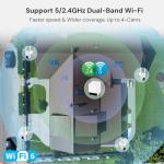 yeewise Solar Security Cameras Wireless Outdoor, 4 Cam-Kit, No Subscription, 4MP Home Security Cameras System with 360° Pan & Tilt, Color Night Vision, Motion Detection, Local Storage, 5G & 2.4G WiFi