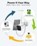 《100% Wire-Free》Wireless Outdoor Security Camera System, Solar Powered WiFi Cameras Systems with PIR Motion Detection, Home Video Surveillance DVR Kits