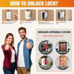 Upgraded Portable Door Lock for Travel & Home - No Drill Adjustable Security Lock for Inward Swing Doors, Fits Apartments & Hotels, Withstands 800lbs Force (1, White - Portable)