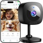 ZEEPORTE 2K Indoor Cameras for Home Security - Baby Monitor and Dog Pet Camera with Motion Detection, 2-Way Audio, Night Vision, Siren, Wired Security Camera - Compatible with Alexa and Google Home