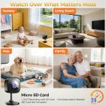 ZEEPORTE 2K Indoor Cameras for Home Security - Baby Monitor and Dog Pet Camera with Motion Detection, 2-Way Audio, Night Vision, Siren, Wired Security Camera - Compatible with Alexa and Google Home