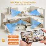 ZEEPORTE 2K Indoor Cameras for Home Security - Baby Monitor and Dog Pet Camera with Motion Detection, 2-Way Audio, Night Vision, Siren, Wired Security Camera - Compatible with Alexa and Google Home