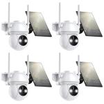 Solar Security Camera Wireless Outdoor, 2K HD Color Night Vision Home Security Camera System with 360° View Battery Powered Spotlight & Siren WiFi Camera Outdoor Motion Sensor and 2-Way Audio 4 Pack