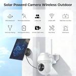 Solar Security Camera Wireless Outdoor, 2K HD Color Night Vision Home Security Camera System with 360° View Battery Powered Spotlight & Siren WiFi Camera Outdoor Motion Sensor and 2-Way Audio 4 Pack