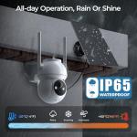 Solar Security Camera Wireless Outdoor, 2K HD Color Night Vision Home Security Camera System with 360° View Battery Powered Spotlight & Siren WiFi Camera Outdoor Motion Sensor and 2-Way Audio 4 Pack