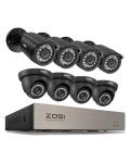 ZOSI 8CH 3K Lite Wired Security Camera System with AI Human Vehicle Detection, 8pcs 1080p Outdoor Indoor Surveillance Cameras, H.265+ 8-Channel CCTV DVR, NO Monthly Fee, Remote Access, NO Hard Drive