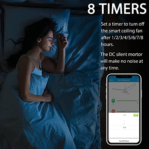 Smart Ceiling Fan with Light and 10 Speeds