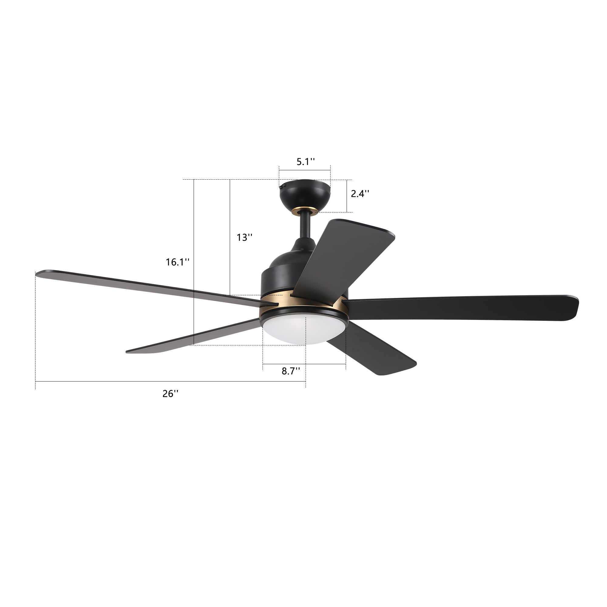 52" Smart Ceiling Fan with LED Light Kit