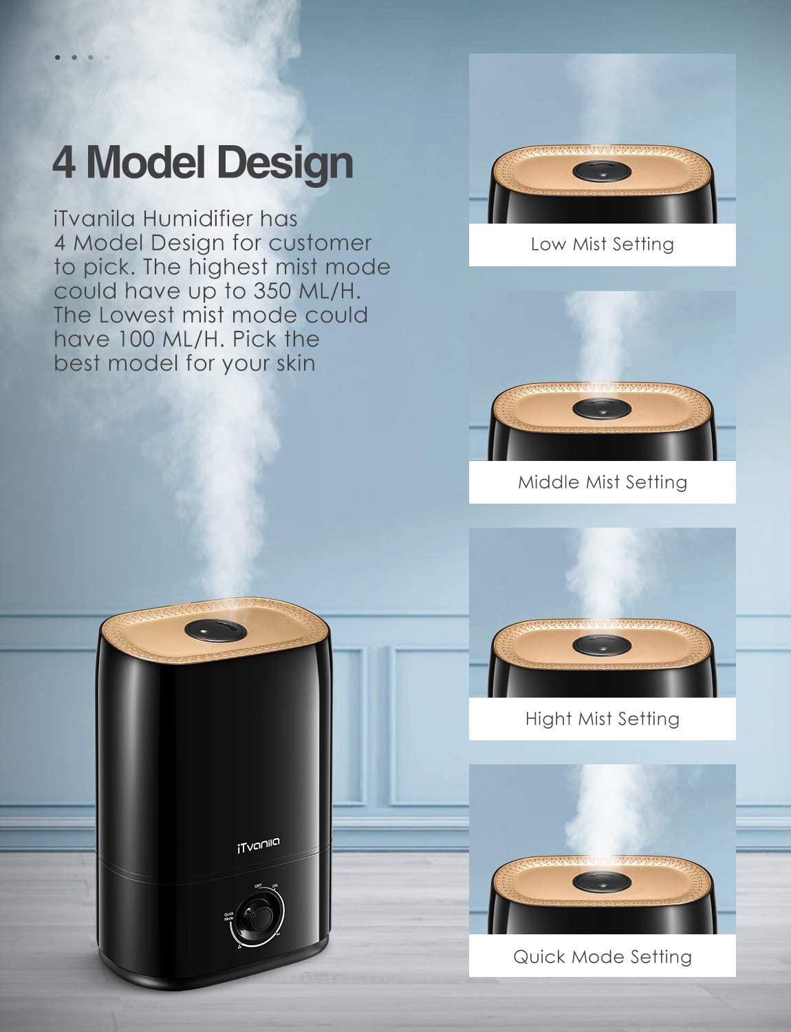 Large Room Ultrasonic Humidifier with Smart Features