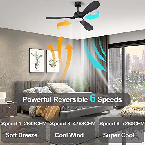Black Smart Ceiling Fan with Lights and Remote