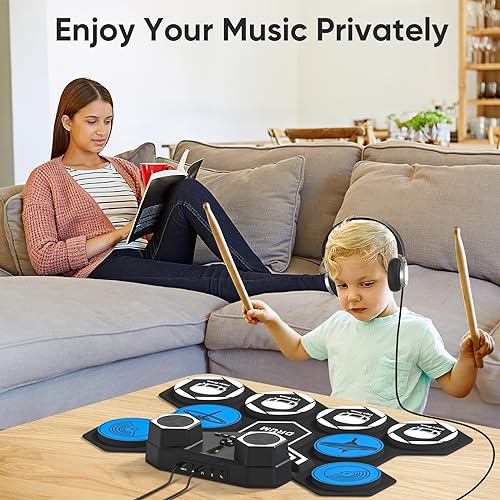 Portable Electric Drum Set with Built-in Speakers