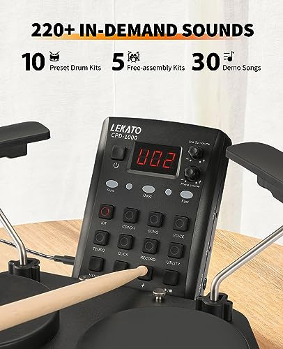 LEKATO Electronic Drum Set with Mesh Pads