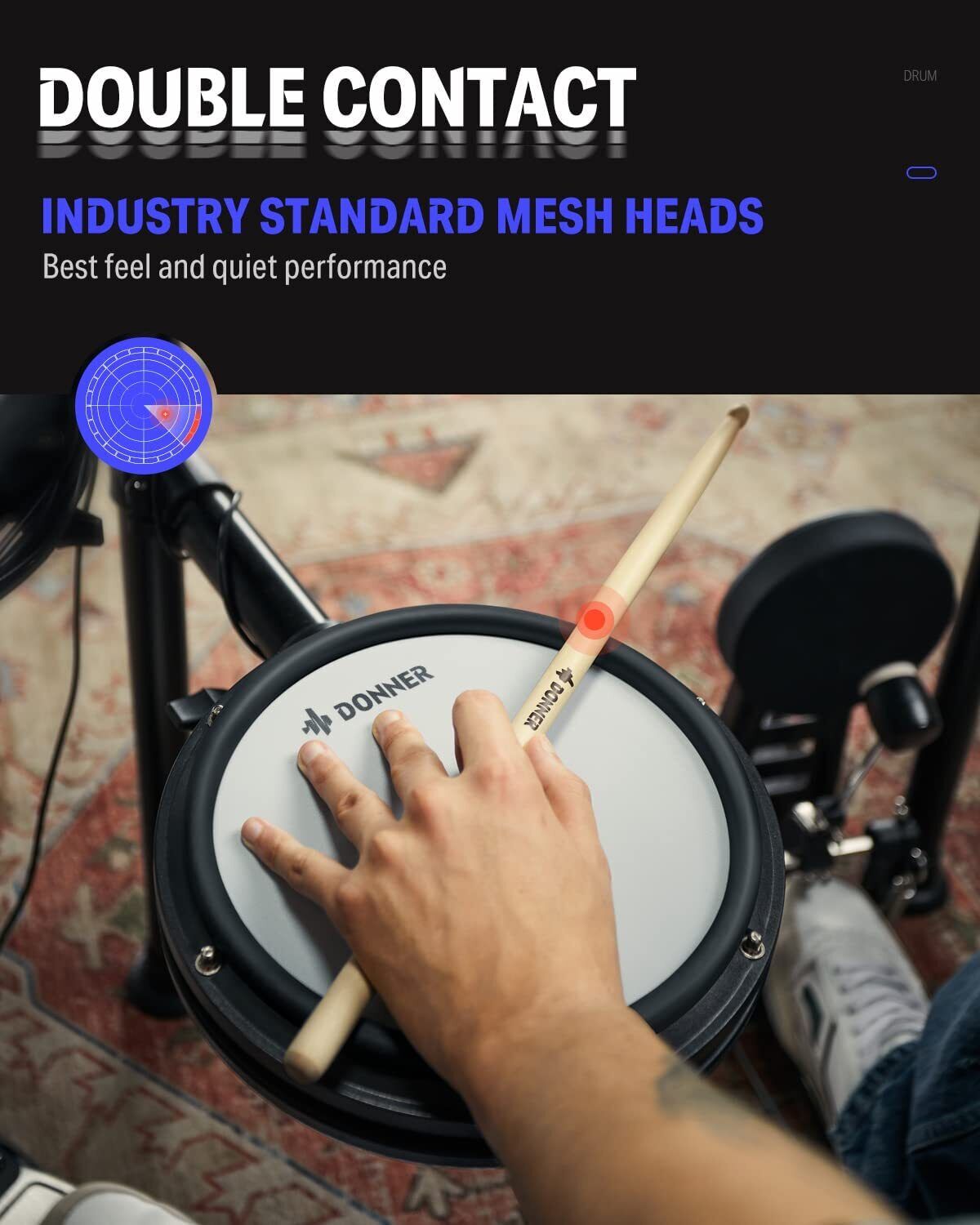 Donner DED-200 Electric Drum Set with Mesh Pads