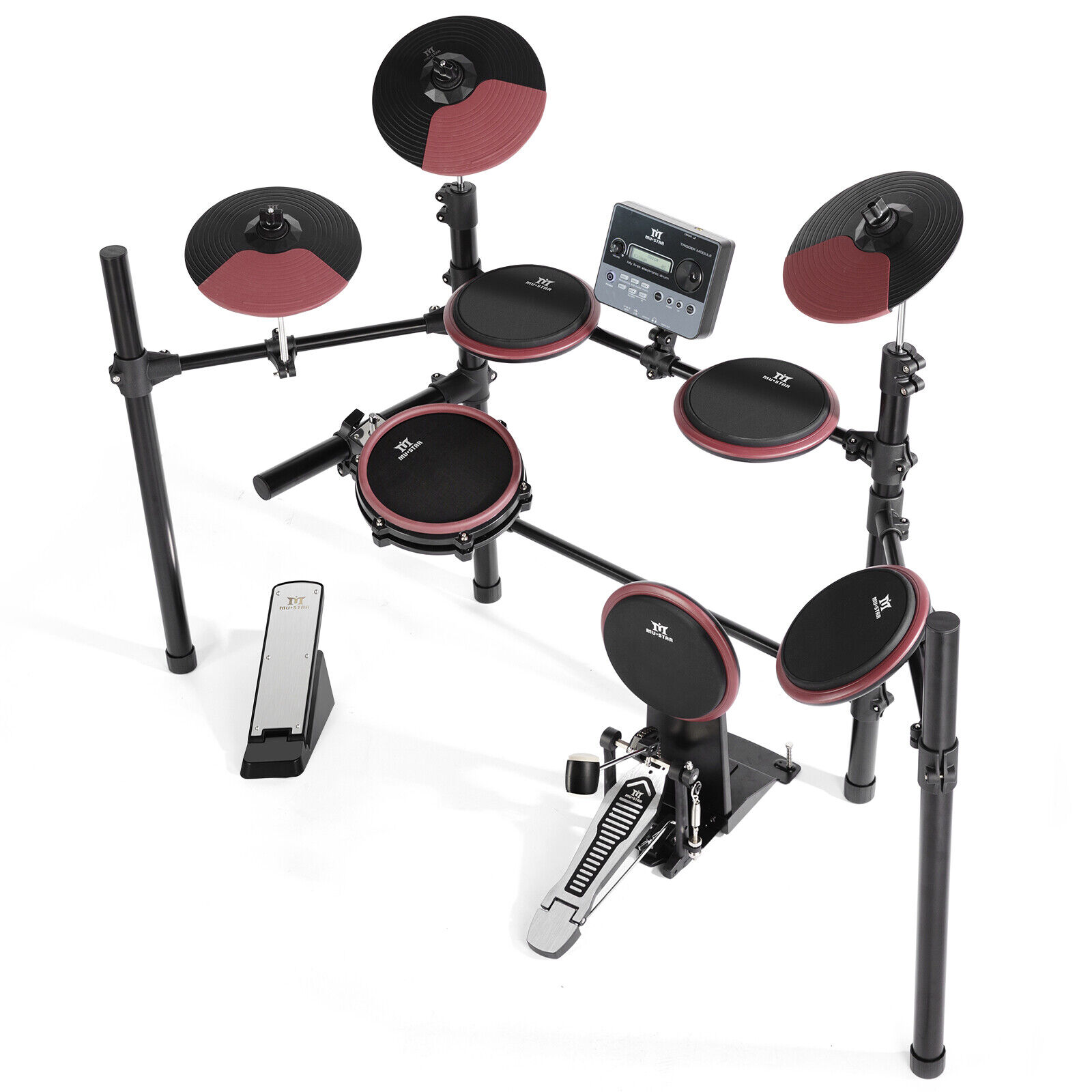8-Piece Mesh Electric Drum Set with MIDI Cables