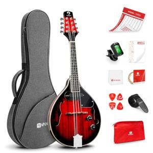 Vangoa Mandolin Musical Instrument A Style Acoustic Electric, 8 Strings Mahogany for Beginner Adults Teens, Red Burst