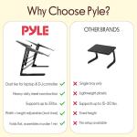 Pyle Portable Dual Laptop Stand - Standing Table with Adjustable Height, Ergonomic Design & Anti-Slip Prongs for DJ Mixer, Sound Equipment, Workstation, Gaming & Home Use - PLPTS38, Black