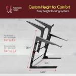 Pyle Portable Dual Laptop Stand - Standing Table with Adjustable Height, Ergonomic Design & Anti-Slip Prongs for DJ Mixer, Sound Equipment, Workstation, Gaming & Home Use - PLPTS38, Black