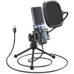 TONOR TC-777 Podcast Microphone, USB Computer Microphone, Cardioid Condenser PC Mic with Tripod Stand and Pop Filter for Podcasting, Streaming, Vocal Recording, Compatible with PC & Laptop, PS4/5