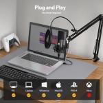 USB Microphone, MAONO 192KHZ/24Bit Plug & Play PC Computer Podcast Condenser Cardioid Metal Mic Kit with Professional Sound Chipset for Recording, Gaming, Singing, YouTube (AU-A04)