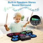 9-Pads Electronic Drum Set with Headphone Jack Speaker Drumsticks & Pedals, Holiday Gifts for Kids