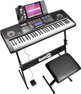 RockJam RJ761 61 Key Keyboard Piano with Keyboard Bench, Digital Piano Stool, Sustain Pedal, Headphones & Lessons