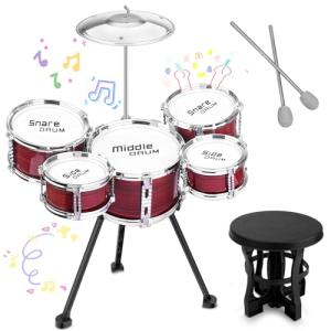 Upgraded Kids Drum Set, 5 Piece Toy Set for Toddlers 3-5 Band Rock Jazz Drum Musical Instrument Toys for Boys Girls Christmas Birthday Gifts
