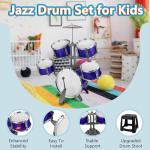 Kids Drum Set 5 Piece Toddlers Jazz Drum Kit with Stool Musical Instrument Toys for 3 4 5 6 7 Year Old Boys Girls Birthday Gift