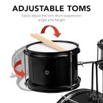 Best Choice Products 3-Piece Beginner Drum Set for Kids Juniors, w/Throne Stool, Cymbal, Drum Sticks, Bass Drum Pedal, 2 Toms - Black