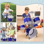 Kids Drum Set 5 Piece Toddlers Jazz Drum Kit with Stool Musical Instrument Toys for 3 4 5 6 7 Year Old Boys Girls Birthday Gift