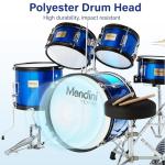 Mendini by Cecilio Drum Set, 5 Piece 16 Inch Junior Drums Kit with Bass, Toms, Snare Drum, Cymbal, Hi-Hat, Drumsticks & Seat for Beginner Student (Metallic Blue)