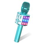 Amazmic Kids Karaoke Microphone Machine Toys for Girls Bluetooth Microphone with LED Light, Christmas Birthday Gift for Girls Boys 3 4 5 6 7 8 9 10 11 12 Year Old Kids Toys(Blue)