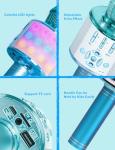 Amazmic Kids Karaoke Microphone Machine Toys for Girls Bluetooth Microphone with LED Light, Christmas Birthday Gift for Girls Boys 3 4 5 6 7 8 9 10 11 12 Year Old Kids Toys(Blue)