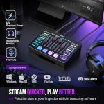 FIFINE Gaming Audio Mixer, Streaming RGB PC Mixer with XLR Microphone Interface, Individual Control, Volume Fader, Mute Button, 48V Phantom Power, for Podcast/Recording/Vocal/Game Voice-AmpliGame SC3