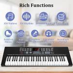 Vangoa 61-Key Light-Up Keyboard Piano for Beginners, 350 Tones & Timbres, 3 Teaching Modes, With Microphone, Black